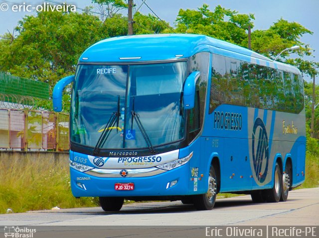 Auto Viação Progresso 6105 na cidade de Recife, Pernambuco, Brasil, por Eric Oliveira. ID da foto: 3878051.