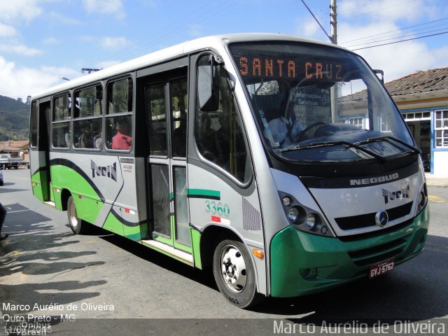 Turin Transportes 3360 na cidade de Ouro Preto, Minas Gerais, Brasil, por Marco Aurélio de Oliveira. ID da foto: 3878606.