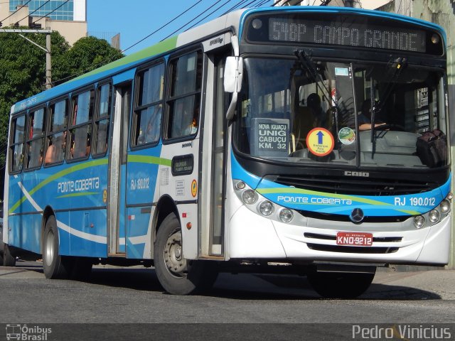 Viação Ponte Coberta RJ 190.012 na cidade de Nova Iguaçu, Rio de Janeiro, Brasil, por Pedro Vinicius. Número da foto: #3878459.