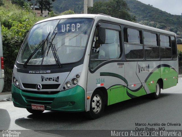 Turin Transportes 3244 na cidade de Ouro Preto, Minas Gerais, Brasil, por Marco Aurélio de Oliveira. ID da foto: 3878578.