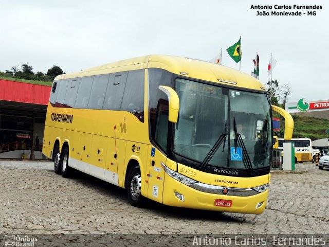 Viação Itapemirim 60683 na cidade de João Monlevade, Minas Gerais, Brasil, por Antonio Carlos Fernandes. ID da foto: 3816016.