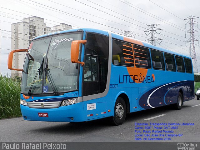 Litorânea Transportes Coletivos 5087 na cidade de São José dos Campos, São Paulo, Brasil, por Paulo Rafael Peixoto. Número da foto: #3884604.