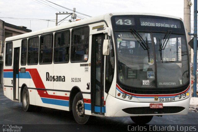 Rosana Transporte e Turismo SG 55.014 na cidade de São Gonçalo, Rio de Janeiro, Brasil, por Carlos Eduardo Lopes. ID da foto: 3884582.