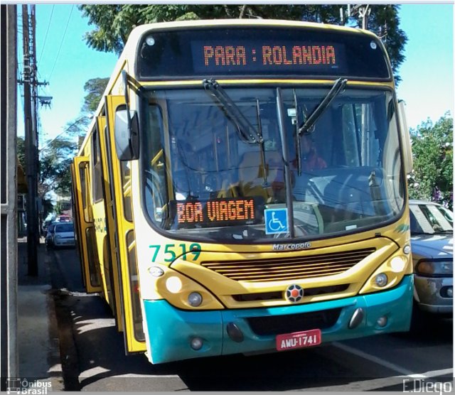 Viação Garcia 7519 na cidade de Apucarana, Paraná, Brasil, por Diego Lopes. Número da foto: #3817449.
