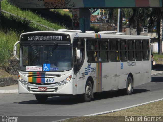 Transcol - Transportes Coletivos Ltda. 452 na cidade de Recife, Pernambuco, Brasil, por Gabriel  Gomes. Número da foto: #3138088.