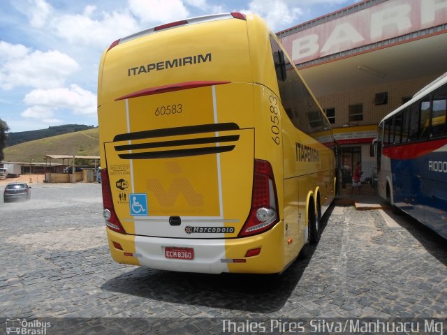 Viação Itapemirim 60583 na cidade de Manhuaçu, Minas Gerais, Brasil, por Thales Pires Silva. ID da foto: 3140540.