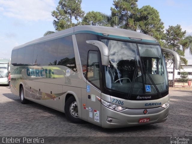 Viação Garcia 7706 na cidade de Curitiba, Paraná, Brasil, por Cleber Luiz Pereira. ID da foto: 3144525.