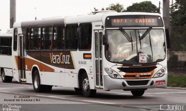 Auto Ônibus Vera Cruz RJ 104.026 na cidade de Duque de Caxias, Rio de Janeiro, Brasil, por Clovis Junior. Número da foto: #3155955.
