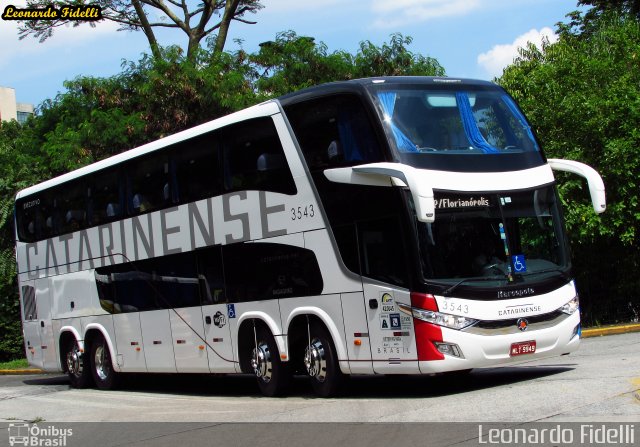 Auto Viação Catarinense 3543 na cidade de São Paulo, São Paulo, Brasil, por Leonardo Fidelli. ID da foto: 3158164.