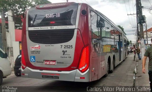 Viação Campo Belo 7 2525 na cidade de São Paulo, São Paulo, Brasil, por Carlos Vitor Pinheiro Salles. Número da foto: #3167642.