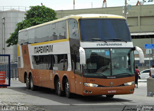 Viação Itapemirim 731 na cidade de Rio de Janeiro, Rio de Janeiro, Brasil, por Lucas Lima. ID da foto: 3111785.