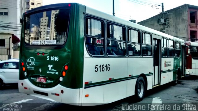 Via Sul Transportes Urbanos 5 1816 na cidade de São Paulo, São Paulo, Brasil, por Luciano Ferreira da Silva. ID da foto: 3111844.