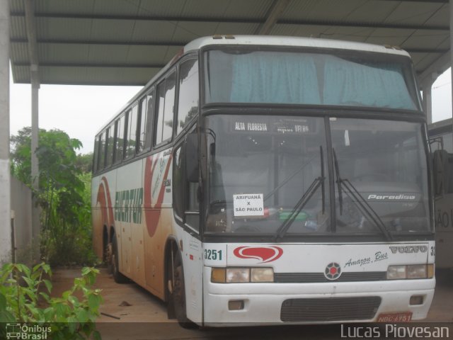 Eucatur - Empresa União Cascavel de Transportes e Turismo 3251 na cidade de Coxim, Mato Grosso do Sul, Brasil, por Lucas Piovesan. ID da foto: 3116452.