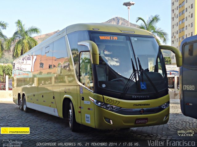 Viação Itapemirim 60577 na cidade de Governador Valadares, Minas Gerais, Brasil, por Valter Francisco. ID da foto: 3115021.