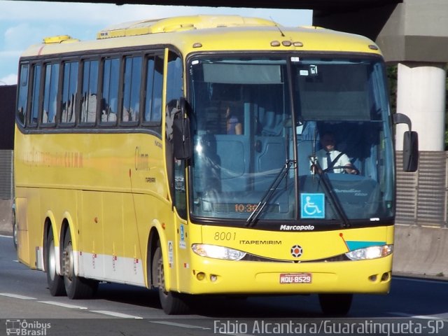 Viação Itapemirim 8001 na cidade de Guaratinguetá, São Paulo, Brasil, por Fabio Alcantara. ID da foto: 3121823.