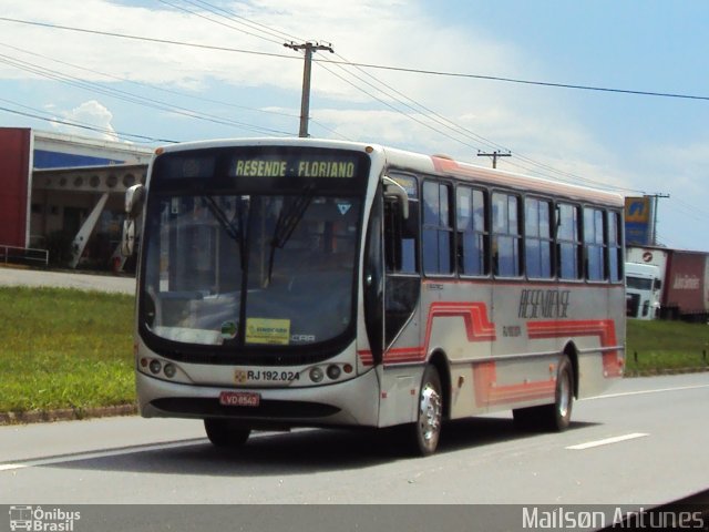 Viação Resendense RJ 192.024 na cidade de Resende, Rio de Janeiro, Brasil, por Maílsøn Antunes. ID da foto: 3120721.