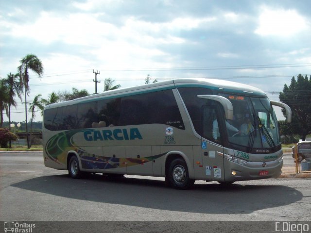 Viação Garcia 7386 na cidade de Rolândia, Paraná, Brasil, por Diego Lopes. ID da foto: 3122150.