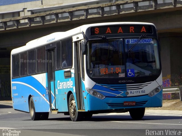 Viação Caravele RJ 173.152 na cidade de Rio de Janeiro, Rio de Janeiro, Brasil, por Renan Vieira. ID da foto: 3178082.