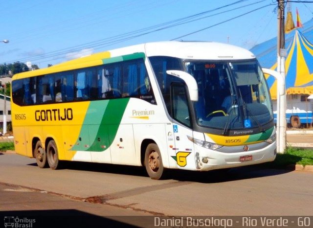 Empresa Gontijo de Transportes 18505 na cidade de Rio Verde, Goiás, Brasil, por Daniel Henrique. ID da foto: 3201625.