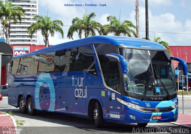 Tour Azul Transportes e Locações 1413 na cidade de Fortaleza, Ceará, Brasil, por Adriano dos Santos. ID da foto: 3208094.