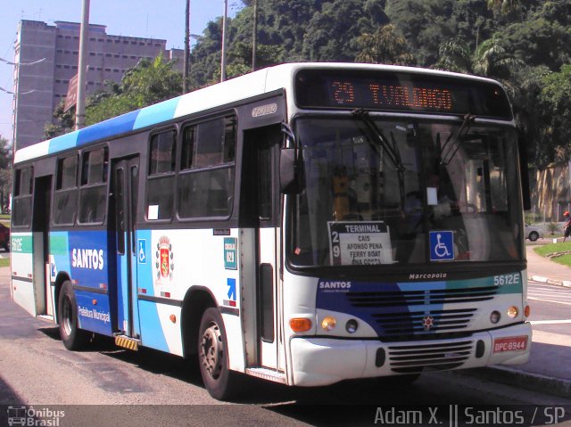 Viação Piracicabana Santos 5612 na cidade de Santos, São Paulo, Brasil, por Adam Xavier Rodrigues Lima. ID da foto: 3218215.