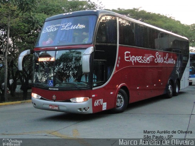 Expresso São Luiz 6870 na cidade de São Paulo, São Paulo, Brasil, por Marco Aurélio de Oliveira. Número da foto: #3227671.