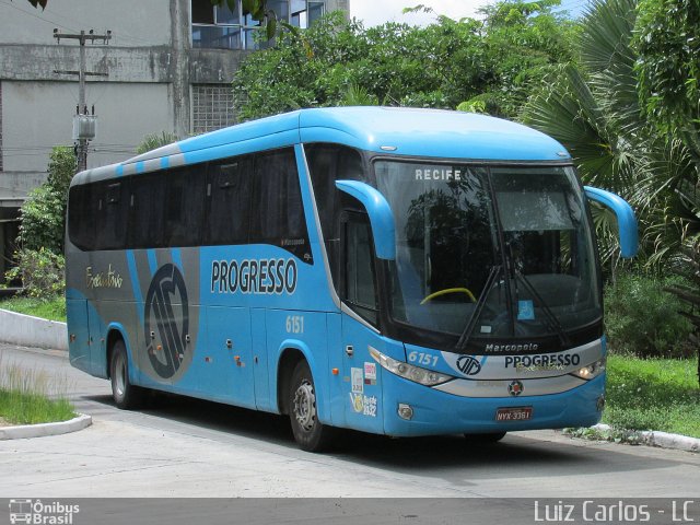 Auto Viação Progresso 6151 na cidade de Recife, Pernambuco, Brasil, por Luiz Carlos de Santana. Número da foto: #3248287.