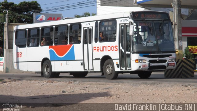 Reunidas Transportes Urbanos 0851 na cidade de Natal, Rio Grande do Norte, Brasil, por David Franklin. ID da foto: 3251376.