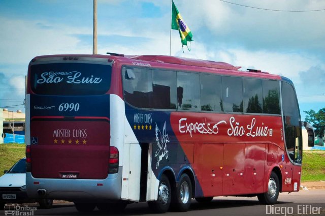 Expresso São Luiz 6990 na cidade de Rondonópolis, Mato Grosso, Brasil, por Diego Eifler. ID da foto: 3189963.