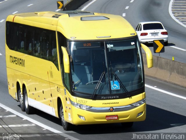 Viação Itapemirim 60537 na cidade de Lavrinhas, São Paulo, Brasil, por Jhonatan Diego da Silva Trevisan. ID da foto: 3193817.