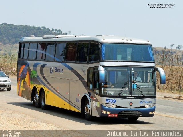 Blanche Transportes e Turismo 9709 na cidade de João Monlevade, Minas Gerais, Brasil, por Antonio Carlos Fernandes. ID da foto: 3197497.