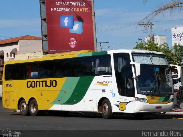 Empresa Gontijo de Transportes 11615 na cidade de Uberaba, Minas Gerais, Brasil, por Fernando Reis. ID da foto: 3252421.