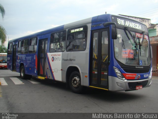 Empresa de Ônibus Pássaro Marron 92.614 na cidade de Aparecida, São Paulo, Brasil, por Matheus Barreto de Souza. Número da foto: #3251957.