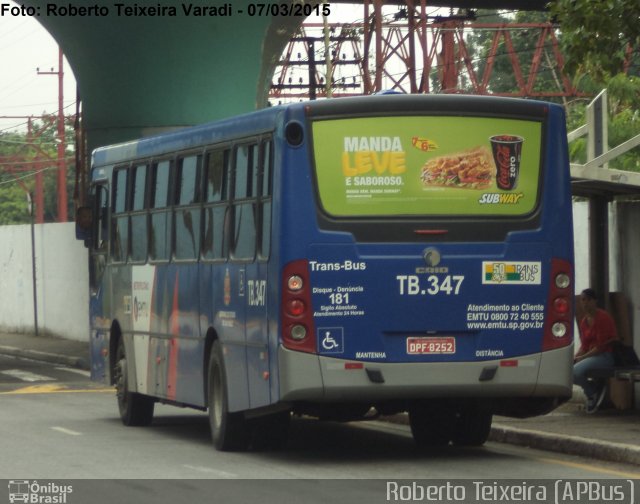 Trans Bus Transportes Coletivos TB.347 na cidade de São Caetano do Sul, São Paulo, Brasil, por Roberto Teixeira. ID da foto: 3283232.