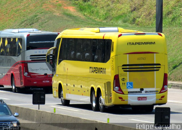 Viação Itapemirim 60743 na cidade de Jacareí, São Paulo, Brasil, por Felipe Carvalho. Número da foto: #3290372.