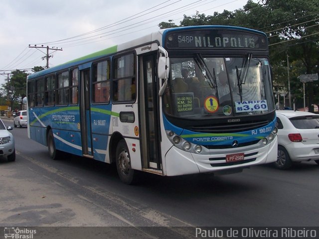 Viação Ponte Coberta RJ 190.007 na cidade de Nova Iguaçu, Rio de Janeiro, Brasil, por Paulo de Oliveira Ribeiro. ID da foto: 3293625.