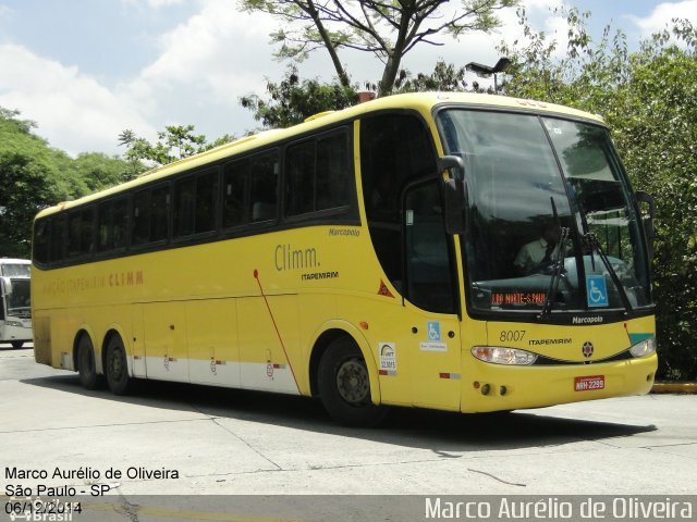 Viação Itapemirim 8007 na cidade de São Paulo, São Paulo, Brasil, por Marco Aurélio de Oliveira. ID da foto: 3295032.