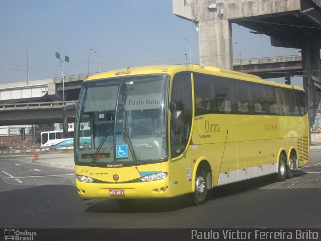 Viação Itapemirim 8707 na cidade de Rio de Janeiro, Rio de Janeiro, Brasil, por Paulo Victor Ferreira Brito. ID da foto: 3304142.