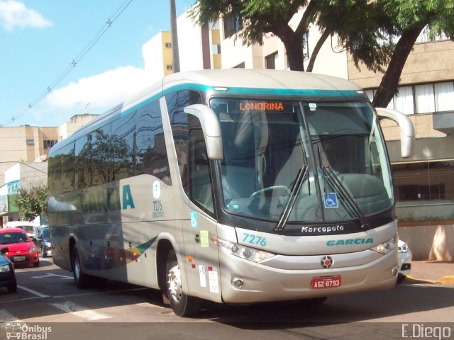 Viação Garcia 7276 na cidade de Apucarana, Paraná, Brasil, por Diego Lopes. ID da foto: 3314476.