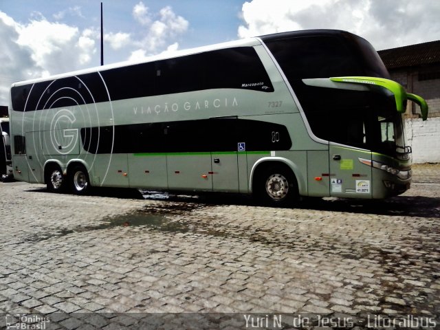 Viação Garcia 7327 na cidade de Santos, São Paulo, Brasil, por Yuri N.  de Jesus. Número da foto: #3319734.