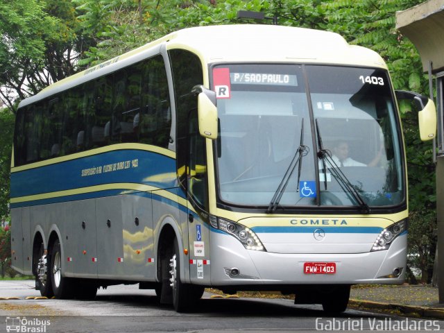 Viação Cometa 1403 na cidade de São Paulo, São Paulo, Brasil, por Gabriel Valladares. Número da foto: #3320551.