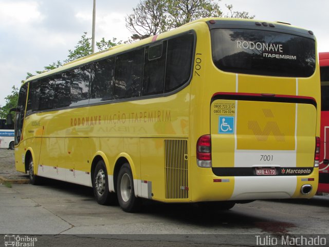 Viação Itapemirim 7001 na cidade de São Paulo, São Paulo, Brasil, por Tulio Machado. ID da foto: 3258329.