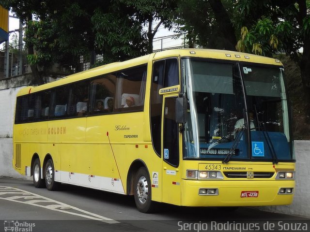 Viação Itapemirim 45343 na cidade de Volta Redonda, Rio de Janeiro, Brasil, por Sergio Rodrigues de Souza. Número da foto: #3257094.