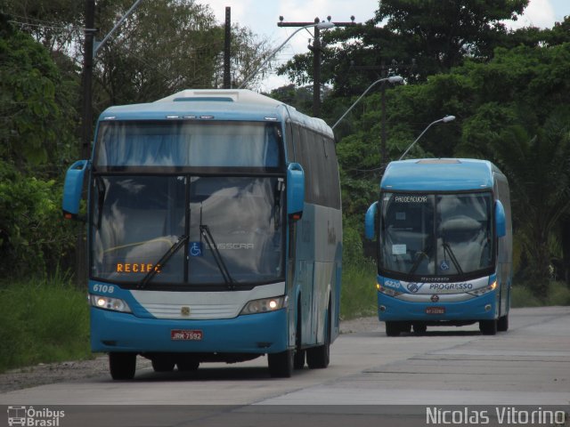 Auto Viação Progresso 6108 na cidade de Recife, Pernambuco, Brasil, por Nícolas Vitorino Lopes. Número da foto: #3262760.