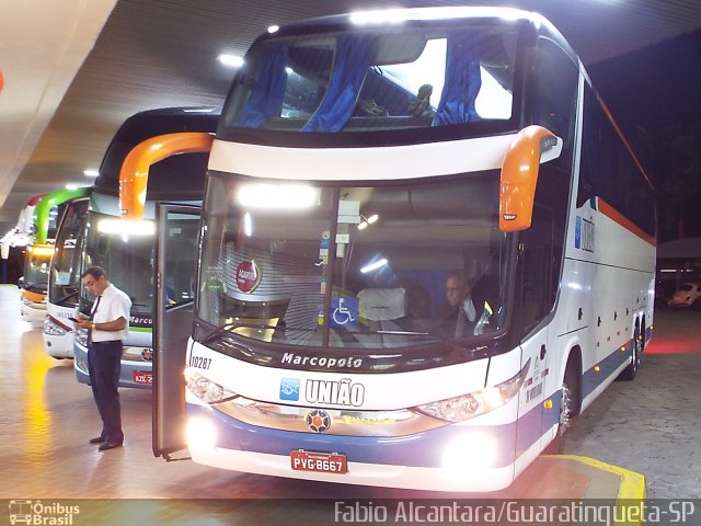 Expresso União 10287 na cidade de Guaratinguetá, São Paulo, Brasil, por Fabio Alcantara. Número da foto: #3325971.
