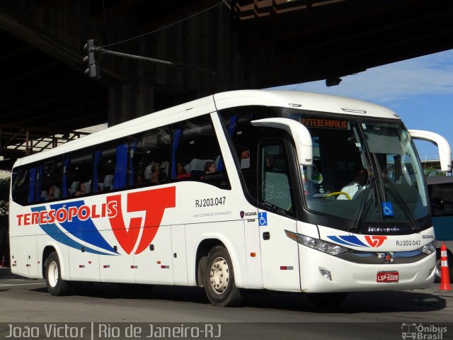 Viação Teresópolis RJ 203.047 na cidade de Rio de Janeiro, Rio de Janeiro, Brasil, por João Victor. ID da foto: 3324921.