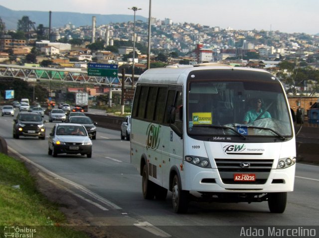 GW Transportes e Turismo 1009 na cidade de Belo Horizonte, Minas Gerais, Brasil, por Adão Raimundo Marcelino. ID da foto: 3351317.