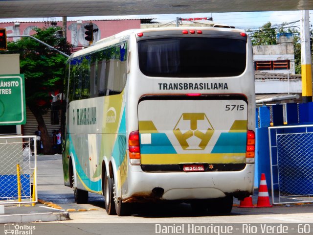 Transbrasiliana Transportes e Turismo 5715 na cidade de Goiânia, Goiás, Brasil, por Daniel Henrique. Número da foto: #3349773.
