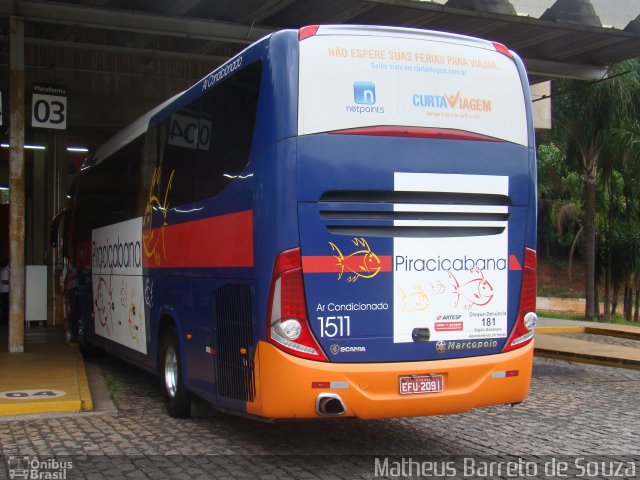 Viação Piracicabana 1511 na cidade de Americana, São Paulo, Brasil, por Matheus Barreto de Souza. Número da foto: #3353339.