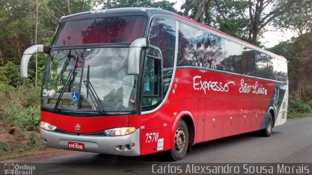 Expresso São Luiz 7570 na cidade de Bom Jardim de Goiás, Goiás, Brasil, por Carlos Alexsandro Sousa Morais. Número da foto: #3352308.